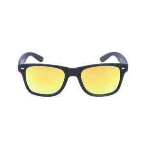 Okulary przeciwsłoneczne czarne nerdy matowe z pomarańczową lustrzanką DE-818A