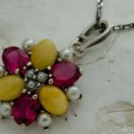 ADRIANO - srebrny wisior rubiny, perły i bursztyny