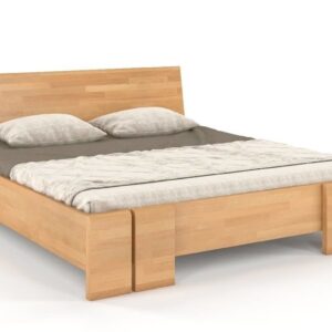 Drewniane łóżko. Camisole ze stelażem i pojemnikiem na pościel naturalne drewno