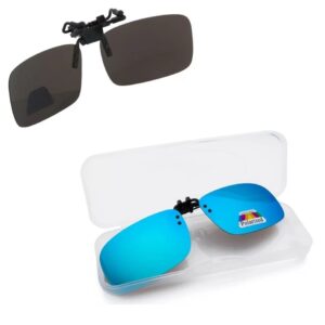 Niebieskie nakładki przeciwsłoneczne polaryzacyjne na okulary korekcyjne. NA-170