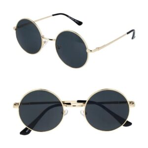 Okulary. Lenonki złoto-czarne przeciwsłoneczne hippie retro. T3310