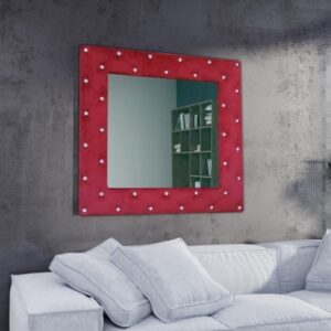 Kwadratowe lustro tapicerowane z pikowaniem 90 x 90 cm