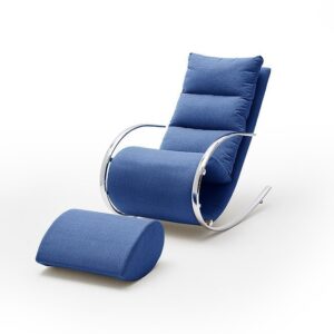 Ergonomiczny fotel bujany. York z podnóżkiem niebieski