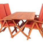 Zestaw drewnianych mebli. Benavente stół 160 cm + 4 krzesła składane + 4 poduszki