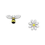 Srebrne kolczyki pszczółka i kwiatek