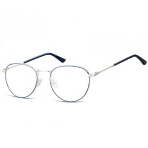 Okulary oprawki owalne. Lenonki optyczne 920D srebrno-niebieskie