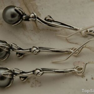 MARANO - srebrny komplet z szarymi perłami