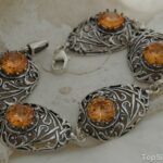 DENALI - srebrna bransoleta z topazem złocistym