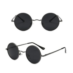 Okulary. Lenonki czarno-grafitowe przeciwsłoneczne hippie retro. T3310A