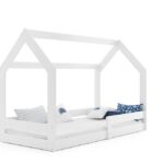 Łóżko dziecięce w kształcie domku. Domo z materacem 80x160 cm w kolorze białym