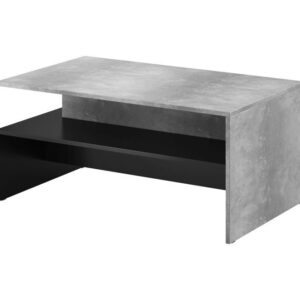 Oryginalny stolik z dodatkową półką pod blatem głównym. Baros w kolorze jasny beton + czarny