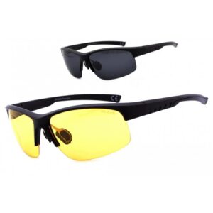 Okulary z dwoma soczewkami polaryzacyjnymi czarna i żółta - drs-55c2