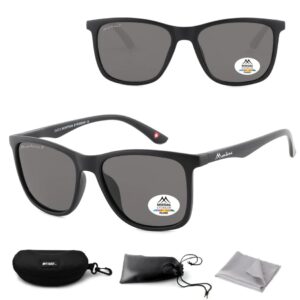 Czarne prostokątne okulary przeciwsłoneczne z polaryzacją flex. MP6