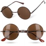 Okulary. Lenonki brązowe przeciwsłoneczne hippie retro. T3310C