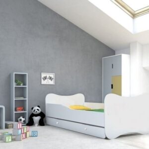 Łóżko do pokoju dziecięcego z materacem i wysuwaną szufladą Gonzo 160 cm w kolorze białym
