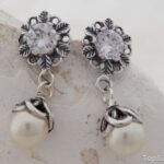 MARENGO - srebrne kolczyki z kryształem i perłą