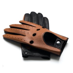 Napo. Gloves - DRIVE - Męskie rękawiczki samochodowe czarne/jasnobrązowe rozmiar. S[=]