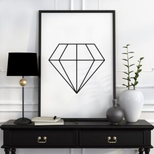 Diamond - plakat designerski, wymiary - 50cm x 70cm, ramka - biała, wersja - na czarnym tle
