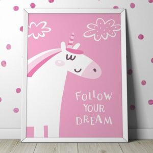 Follow your dream - plakat dla dzieci, wymiary - 70cm x 100cm, kolor ramki - czarny