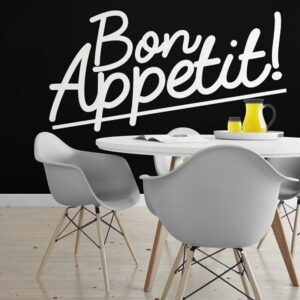 Bon appetit! - naklejka ścienna, kolor naklejki - czarna, wymiary naklejki - 180cm x 90cm