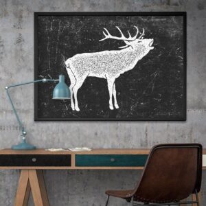 Skandynawski jeleń - designerski plakat w ramie, wymiary - 70cm x 100cm, kolor ramki - biały