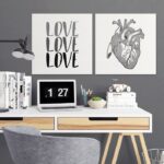 Heart design - komplet dwóch obrazów na płótnie, wymiary - 100cm x 100cm (2 sztuki)