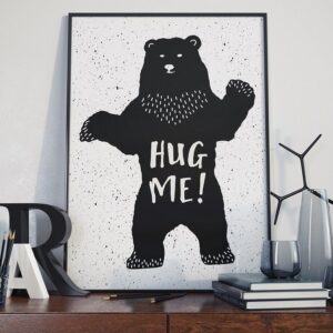 Hug me! - plakat designerski, wymiary - 50cm x 70cm, ramka - czarna