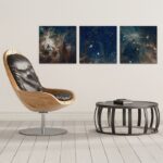 Galaxy art - komplet trzech obrazów na płótnie, wymiary - 70cm x 70cm (3 sztuki)