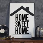Home sweet home - plakat typograficzny, wymiary - 60cm x 90cm, ramka - biała