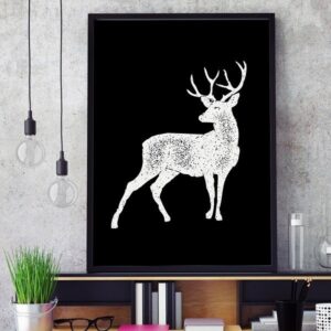 Jeleń - plakat w ramie w stylu skandynawskim, wymiary - 50cm x 70cm, kolor ramki - czarny