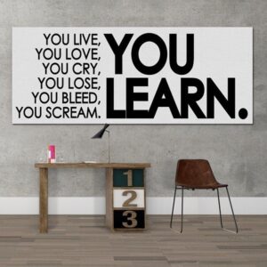 You learn. - modny obraz typograficzny, wymiary - 120cm x 40cm