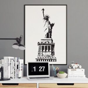 Statua wolności - plakat w stylu vintage, wymiary - 40cm x 50cm, kolor ramki - czarny
