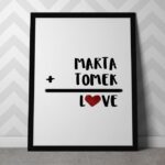 Miłosne równanie - personalizowany plakat dla pary, wymiary - 60cm x 90cm, kolor ramki - czarny