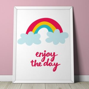 Rainbow - plakat dla dzieci, wymiary - 70cm x 100cm, kolor ramki - biały