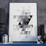 Triangle design - plakat w ramie, wymiary - 18cm x 24cm, kolor ramki - czarny
