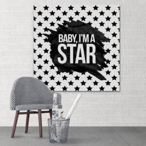 Baby, i'm a star! - modny obraz typograficzny, wymiary - 50cm x 50cm