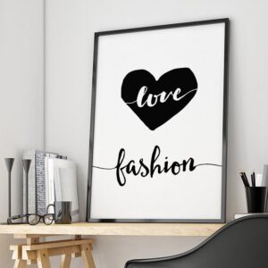 Love fashion - designerski plakat w ramie dla kobiety, wymiary - 70cm x 100cm, kolor ramki - biały