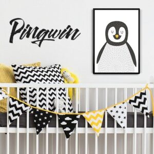 Pan pingwin - plakat designerski, wymiary - 70cm x 100cm, kolor ramki - biały