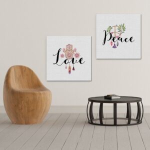 Peace & love - komplet dwóch obrazów na płótnie, wymiary - 90cm x 90cm (2 sztuki)