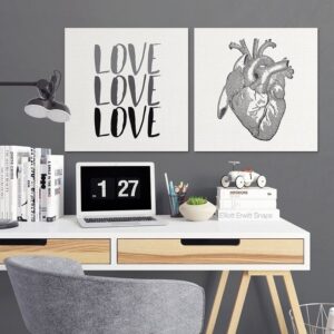 Heart design - komplet dwóch obrazów na płótnie, wymiary - 80cm x 80cm (2 sztuki)