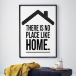 There is no place like home. - plakat designerski, wymiary - 60cm x 90cm, kolor ramki - biały