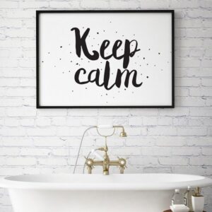 Keep calm - plakat typograficzny w ramie, wymiary - 20cm x 30cm, kolor ramki - czarny