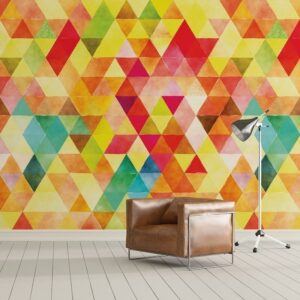 Słoneczne trójkąty - designerska tapeta ścienna, rodzaj - tapeta flizelinowa laminowana