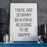 Reasons to be happy - plakat typograficzny, wymiary - 30cm x 40cm, ramka - czarna