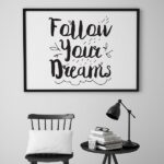 Follow your dreams - plakat skandynawski, wymiary - 70cm x 100cm, kolor ramki - czarny