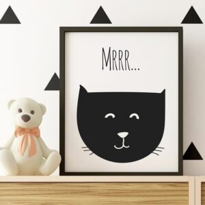 Kotek mrrr... - plakat dziecięcy, wymiary - 60cm x 90cm, kolor ramki - czarny