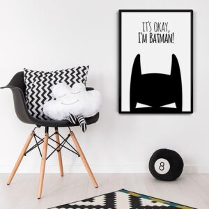 It's okay, i'm batman! - plakat designerski, wymiary - 40cm x 50cm, kolor ramki - czarny