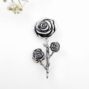 Broszka srebrna artystyczna z różami handmade