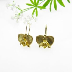 Kolczyki - Złota orchidea