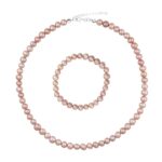 ZELDA Komplet biżuterii naszyjnik bransoletka różowe naturalne perły 3w1 regulowany